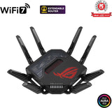 ASUS ROG Rapture GT-BE98 Quad-band WiFi 7 Gaming Router, Ondersteuning voor Nieuwe 320MHz Bandbreedte, 4096-QAM, MLO, Dual 10G Poorten, Backup WAN, Netwerkbeveiliging zonder Abonnementskosten, AiMesh