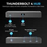 SABRENT Thunderbolt 4-hub met 60 W laadfunctie voor laptops, USB-C dock, ondersteunt 2 x 4K-monitoren met 60 Hz of 1 x 4K-monitor met 144 Hz, 5 K/6 K/8 K @ 60 Hz (DSC), gecertificeerde TB4-kabel met