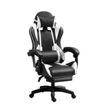 IZTOSS Ergonomische gamingstoel met verstelbare rugleuning, met hoofdsteun, armleuningen en lendensteun, C-zwart + wit