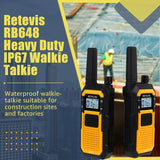 Retevis RB648 Walkie Talkies Waterdicht, Heavy Duty Walkie Talkies Industrieel, VOX Hands Free, SOS 2000mAh Oplaadbare Portofoon met Oortelefoon voor Bouwplaats, Veiligheid (2 Stuks, Geel)