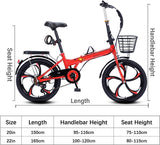 Vouwfiets Vouwfiets met 7 versnellingen, in hoogte verstelbaar, compacte stadsfiets, vouwfietsen met hoog koolstofstaalframe