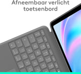 Logitech Combo Touch iPad Air 13" (M2) (2024) Keyboard Case - Afneembaar verlicht toetsenbord met standaard, comfortabel typen, meerdere gebruiksmodi, QWERTY UK English Layout - Grijs