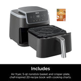 Ninja AF141 Air Fryer Pro 4-in-1 met 5 QT-capaciteit, luchtbakken, braden, opwarmen, dehydrateren, luchtknapperige technologie met 400F voor hete, knapperige resultaten in slechts enkele minuten,