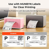 MUNBYN Labelprinter Bluetooth Thermische Printer Labelprinter 4x6 DHL UPS GLS Verzendlabels Printer Thermische Printer Label Maker voor verzendpakketten Compatibel met Ebay Amazon Etsy Shopify, Roze