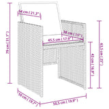 Homgoday 17-delige tuin-eetgroep met kussens, tuinmeubelen, tafel met stoelen, zitgroep voor tuin, terras, eettafel, tuinstoelen, terrasmeubel, balkonmeubel, grijs, polyrotan