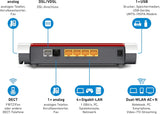 Avm Fritz! Box 7530 Wlan Ac+N Router (Dsl/Vdsl, 866 Mbit/S (5Ghz) & 400 Mbit/S (2,4 Ghz), Tot 300 Mbit/S Met Vdsl-Supervectoring 35B, Wlan Mesh, Dect-Basis, Media Server, Geschikt Voor Duitsland)