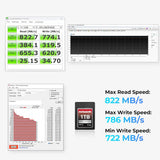 Pergear 1TB CFexpress Type A geheugenkaart, tot 800MB/s leessnelheid en 700 MB/s schrijfsnelheid voor Sony Alpha Sony FX-camera's, tot 8K RAW voor video en foto