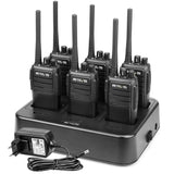 Retevis RT21 walkietalkie lange afstanden handradio met 6-weg aansluiting, draagbare amateurradio, VOX, squelch, oplaadbare 2-weg radio voor veiligheid, bescherming, noodgeval (zwart, 6 stuks)