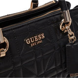 GUESS Assia High Society Satchel voor dames, top handgrepen, zwart, één maat, Zwart, Eén maat