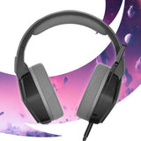 Oniverse Gaming Headset voor PS5 PS4 SWITCH XBOX PC MAC met microfoon, LED, 50mm luidsprekers en ademende stoffen oorkussens - Bedrade stereogamer-hoofdtelefoon Nebula (Infinite Black/Zwart)