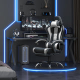 Yaheetech Gamingstoel met massagefunctie, ergonomische gamerstoel met voetensteun, bureaustoel, 90-135 graden, verstelbare rugleuning, pc-stoel, wit