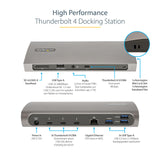 StarTech.com 65030895064 Thunderbolt 4 Dock, 96W PD, 1x 8K/2x 4K 60Hz, 3x TB4/USB4 ports/4x USB-A/SD/GbE voor Windows of TB3 MacBook, 0.8m Kabel (TB4CDOCKUE),Wit en grijs