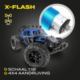 Overmax X-Flash Op afstand bestuurbare auto Grote afmetingen snelheid Tot 45 km/u Bereik Tot 100 meter LED-verlichting Tractie 4x4 Tot 40 Minuten veel plezier, Oil-Spring vering, Solide structuur