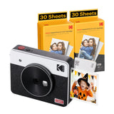 KODAK Mini Shot 3 Retro 4PASS 2-in-1 Instant Camera & Printer (7,6 x 7,6 cm) Pack van 68 vellen, wit