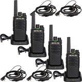 Retevis RT668 Walkie Talkie, PMR446 Licentievrij 16 Kanalen, Walkie Talie set met Oordopjes, Handsfree VOX, CTCSS/DCS, Squelch TOT Scan, Hotel, Familie, Portofoon Oplaadbaar (Zwart, 4 Stuks)