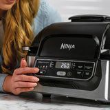 Ninja Foodi Grill & Airfryer, 5,7 Liter, 5 Kookfuncties, Airfryen, Grillen, Bakken, Braden en meer, Vaatwasmachinebestendige Onderdelen, Zwart/Zilver AG301EU