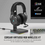 Corsair VIRTUOSO RGB WIRELESS XT High-Fidelity Gaming Headset met Spatial Audio (Dual-Wireless Aansluitingen, PC, Mac, PS5, Xbox Series X|S, Nintendo Switch en Mobiele Compatibiliteit) Leigrijs