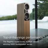 Q ACOUSTICS 5050 staande luidsprekers satijnwit - 2 x 6 midden-/basdrivers, 1" tweeter - tv-luidsprekers voor surround sound-systeem - vinyl platenspeler luidsprekers hifi, gaming pc-luidsprekers