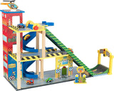 KidKraft 63267 Mega Ramp houten racebaan set met helikopter, 5 auto‘s en lichtjes. Geschikt voor Hot Wheels en andere speelgoedautootjes