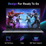 15,6 inch gaming laptop notebook, AMD Ryzen 5 7430U processor (tot 4,3 GHz), 16 GB RAM, 1 TB SSD, gamer, laptop computer met verlicht toetsenbord, FHD 1920 x 1080P, 6000 mAh, Type-C