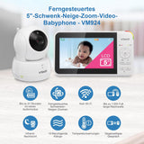 VTech VM924 Babyfoon met camera, 5 inch video babymonitor, 31 uur batterijduur, babyfoon met camera, 300 m bereik, HD nachtzicht, 2-weg talk temperatuursensor