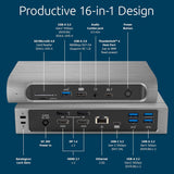 Kensington SD5800T Thunderbolt 4 en USB4 Quad 4K Display Docking Station, 98W opladen, 2x HDMI, 2 x DP, 2.5G Ethernet, Kaartlezers, voor Windows/masOS (K32856NA)