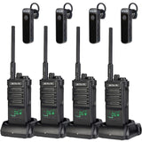 Retevis RB689 Long Range Two Way Radio, Walkie Talkie met draadloze oortelefoon, 2600 mAh, draadloze kopie, zaklamp, handsfree walkie talkie voor fabrikant (4-pack)