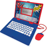 LEXIBOOK JC598SPi2 Spider-Man-pädagogischer und zweisprachiger Laptop Spaans/Engels-Spielzeug für Kinder (Jungen und Mädchen) 124 Aktivitäten, Rot/Blau, 25,5 x 34 x 4,5 cm