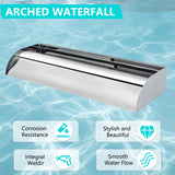Roestvrijstalen waterval, vijverwaterval met brede uitloop, gebogen platform, waterspel, waterval, fontein voor tuinvijver, terras, zwembaden en waterwand (30 cm)