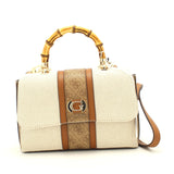 GUESS Kerima Bamboo Top Handle Flap Natural/Latte Logo