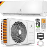 KESSER® Split Unit Airconditioner Set met WiFi en App-Functie | Airco 12000 BTU/h inclusief Montagemateriaal | koelen en verwarmen Airconditioning met afstandsbediening, LCD-display en Timer, Wit
