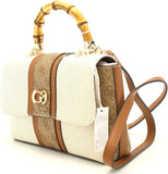 GUESS Kerima Bamboo Top Handle Flap Natural/Latte Logo