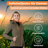 Storm Explorer Softshelljas voor dames, ademend en waterdicht, lichte overgangsjas voor de lente en zomer, weerbestendige outdoorjas, regenjas met capuchon