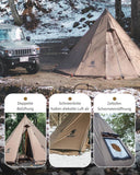 OneTigris Tent tipitent noktent voor 4-6 personen, piramidetent met tentstang, 4 seizoenen, campingtent, 3000 mm waterkolom, voor outdoor, camping, wandelen, trekking