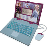 Lexibook JC598FZi1 Disney Frozen 2-educatieve en tweetalige laptop Frans/Engels meisjes speelgoed met 124 activiteiten om te leren, te spelen en muziek met Elsa & Anna, blauw/paars