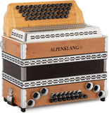 Alpenklang Pro Alpline 34 Eco Harmonika G-C-F-B MB - 46 knoppen (4-rijen, 3-churig) - X-bas en molbassen - 8 helikon-bassen en H-bas - inclusief koffer en riemen - beuken