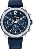 Tommy Hilfiger Analoog multifunctioneel kwartshorloge met marineblauwe leren band voor heren - 1792063