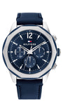 Tommy Hilfiger Analoog multifunctioneel kwartshorloge met marineblauwe leren band voor heren - 1792063