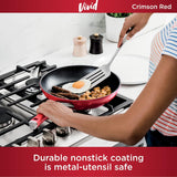 Ninja C29500 Foodi NeverStick Vivid 10-delige kookgerei set met deksels, anti-aanbaklaag, duurzaam en ovenbestendig tot 400 °F, Cool-Touch handgrepen, karmozijnrood