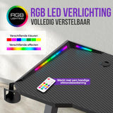 Avalo Gaming Bureau - 140x60x73 CM - Game Desk Met LED Verlichting - Tafel - Zwart