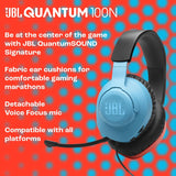 JBL Quantum 100N, Bedrade Over-Ear Gaming Headset met Afneembare Microfoon, JBL QuantumSOUND en Geheugenschuim, Compatibel met Meerdere Platforms en Windows Sonic Ruimtelijk Geluid, in Blauw/Rood