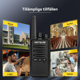 Retevis RT668B Walkie Talkies voor Volwassenen, Oplaadbare Walkie Talkies met 10-Voudige Oplader, PMR446 Professionele Portofoon, USB-C, voor School, Restaurant (Zwart, 10 Stuks)