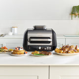 Ninja Foodi MAX PRO Grill, Vlakke Plaat & Airfryer met Digitale Meter, 3,8L, 7 Kookfuncties in 1, Grillen, Airfryen, Bakken, Braden en Meer, Vaatwasmachinebestendige Onderdelen, Zilver/Zwart AG651EU