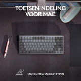 Logitech MX mechanisch mini draadloos toetsenbord met achtergrondverlichting, Bluetooth, USB-C, QWERTY Amerikaanse internationale lay-out, grijs