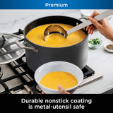Ninja C30480 Foodi NeverStick Premium 8-kwart voorraadpot met glazen deksel antiaanbak, duurzaam, dubbel geklonken handvat en ovenkluis tot 500 graden, aluminium, leisteen grijs