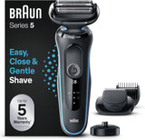 Braun Series 5 Scheerapparaat voor Mannen Heren met EasyClick opzetstuk, Elektrisch Scheerapparaat & Baardtrimmer, Oplaadstation, EasyClean, Wet & Dry, Cadeau man, 51-M4500cs, Mintgroen