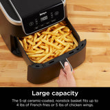 Ninja AF141 Air Fryer Pro 4-in-1 met 5 QT-capaciteit, luchtbakken, braden, opwarmen, dehydrateren, luchtknapperige technologie met 400F voor hete, knapperige resultaten in slechts enkele minuten,