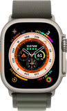 Apple Watch Ultra (GPS + Cellular, 49mm) smartwatch - kast van titanium Groen Alpine?bandje - M. Conditie bijhouden, nauwkeurige gps, actieknop, extra lange batterijduur