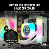 CORSAIR iCUE LINK H150i LCD Vloeibare CPU-Koeler - 360mm AIO - QX120 RGB Ventilatoren - 2,1" IPS LCD-Scherm - Geschikt voor Intel LGA 1700, AMD AM5 - iCUE LINK Systeemhub Inbegrepen - Wit