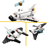 LEGO Creator 3in1 Space Shuttle Set Inclusief Astronaut Poppetje met Beweegbare Onderdelen en Ruimteschip, Leuk Speelgoed voor Jongens en Meisjes vanaf 6 Jaar, Ruimte Cadeau voor Kinderen 31134